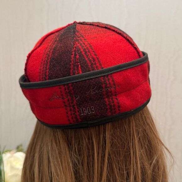 Stormy Kromer Red & Black Plaid Wool Blend Cap Hat Metal Hardware Sz 6 7/8 main image 14
